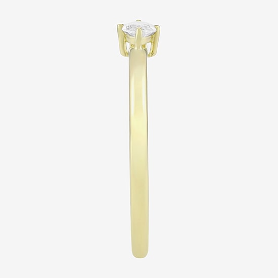 (H-I, Si1) Womens 1/5 CT. Lab Grown Yellow Diamond 14K Gold Over Silver Marquise Solitaire Cocktail Ring