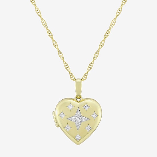 (H-I, Si1) Womens 1/6 CT. T.W. Lab Grown White Diamond 14K Gold Over Silver Heart 18 Inch Pendant Necklace
