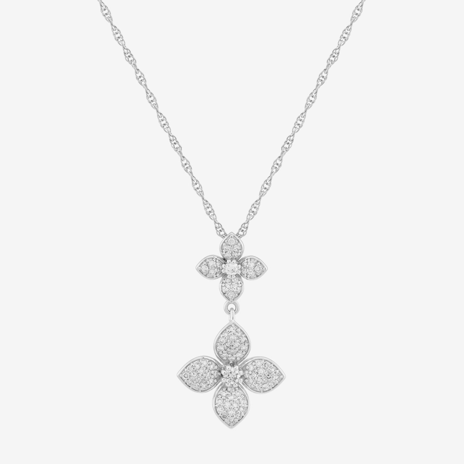 (H-I / Si1) Womens 3/8 CT. T.W. Lab Grown White Diamond Sterling Silver Round 18 Inch Pendant Necklace