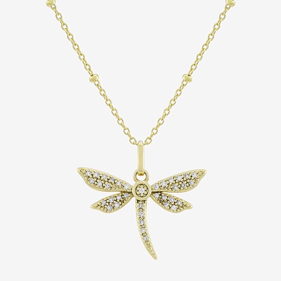(H-I / Si1) Womens 1/10 CT. T.W. Lab Grown White Diamond 14K Gold Over Silver 18 Inch Pendant Necklace
