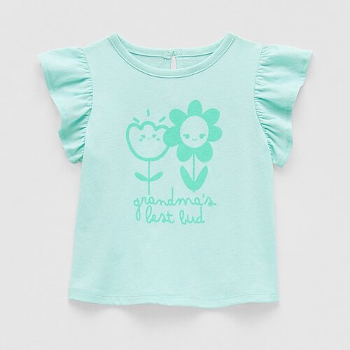 Okie Dokie Baby Girls Round Neck Short Sleeve Regular Fit Graphic T-Shirt, 12 Months, Blue