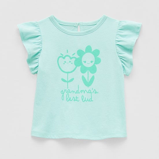 Okie Dokie Baby Girls Round Neck Short Sleeve Regular Fit Graphic T-Shirt