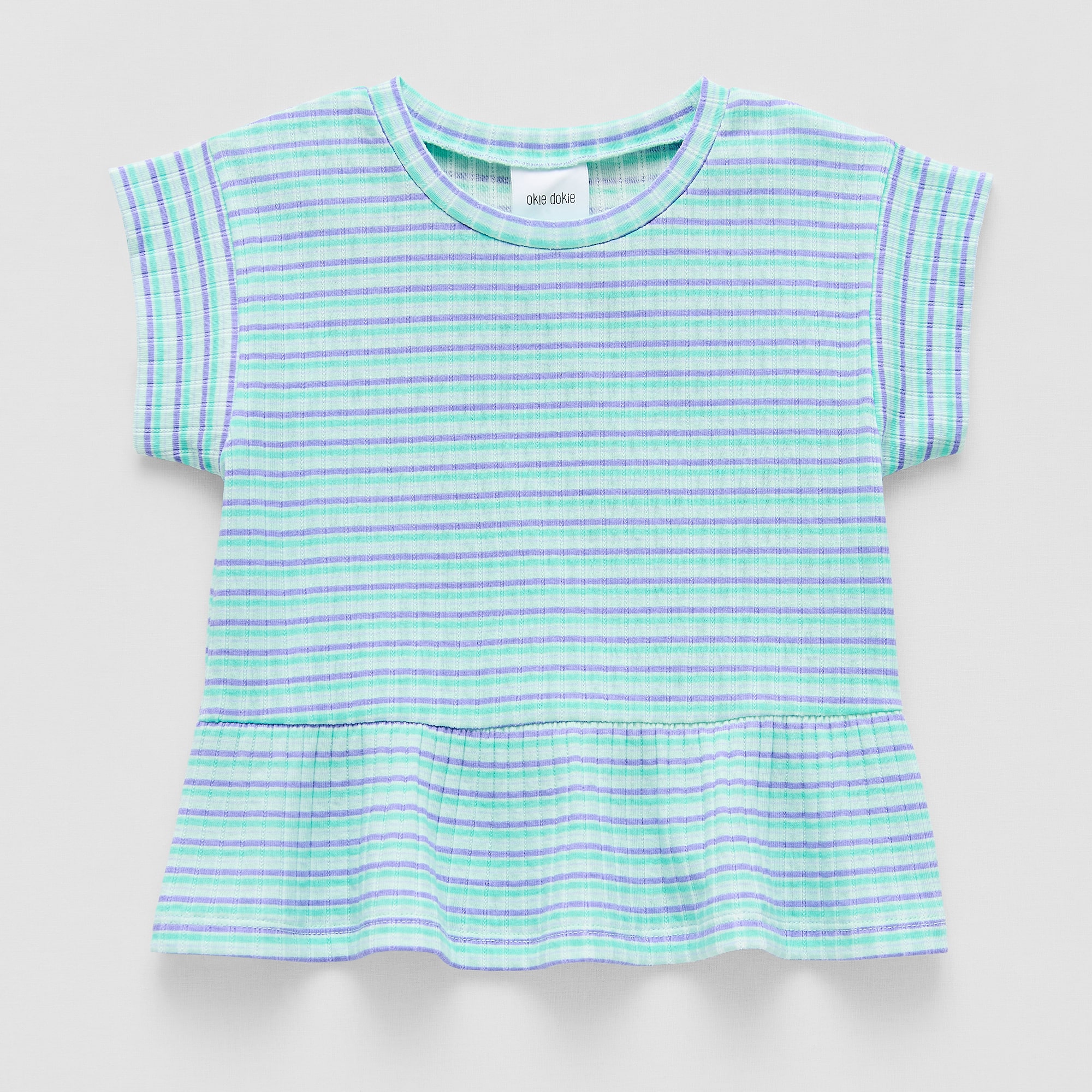 Okie Dokie Toddler & Little Girls Round Neck Short Sleeve Peplum Top