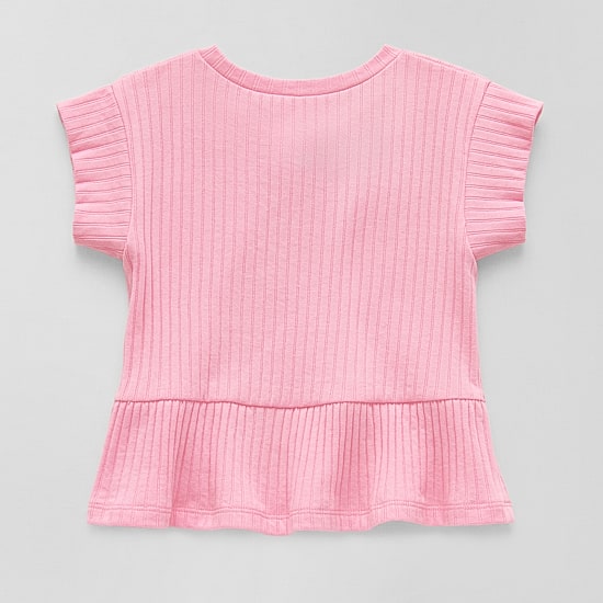 Okie Dokie Toddler & Little Girls Round Neck Short Sleeve Peplum Top