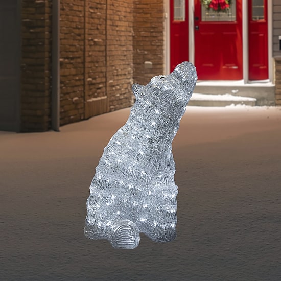18.5'' Lighted Commercial Grade Acrylic Polar Bear Christmas Display Decoration