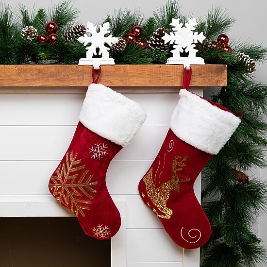 Northlight 20" Reindeer And Snowflake Sequin Christmas Stocking