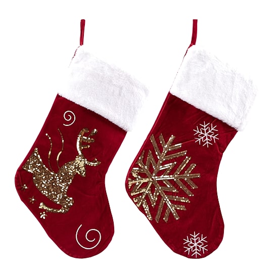 Northlight 20" Reindeer And Snowflake Sequin Christmas Stocking