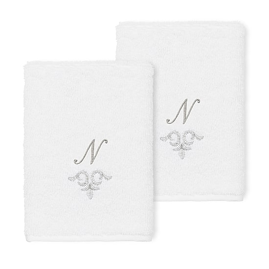 Linum Home Textiles Monica Silver 2-pc. Embellished Washcloth