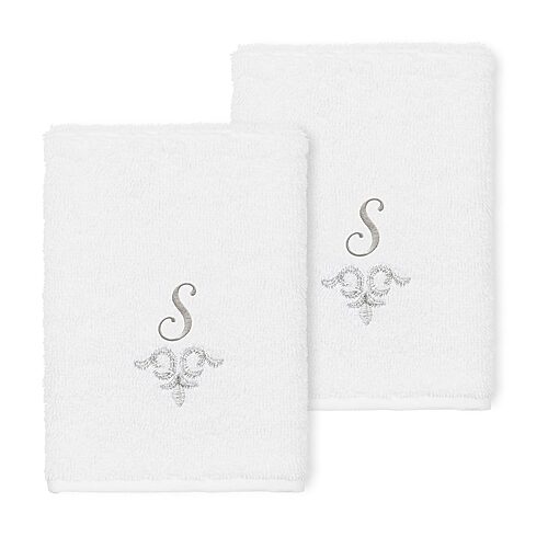 Linum Home Textiles Monica Silver 2-pc. Embellished Washcloth, One Size, White