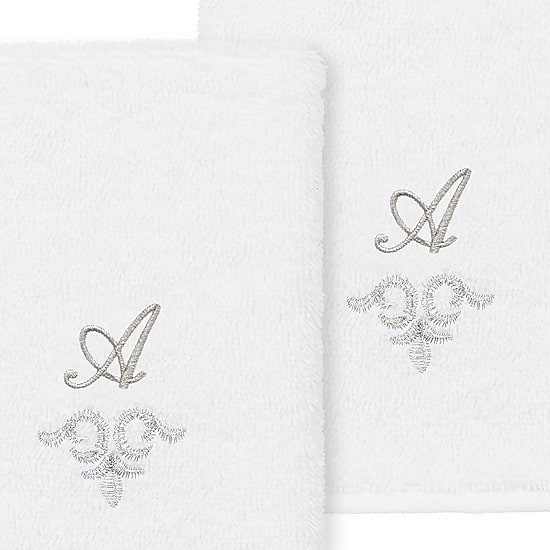 Linum Home Textiles Monica Silver 2-pc. Embellished Washcloth