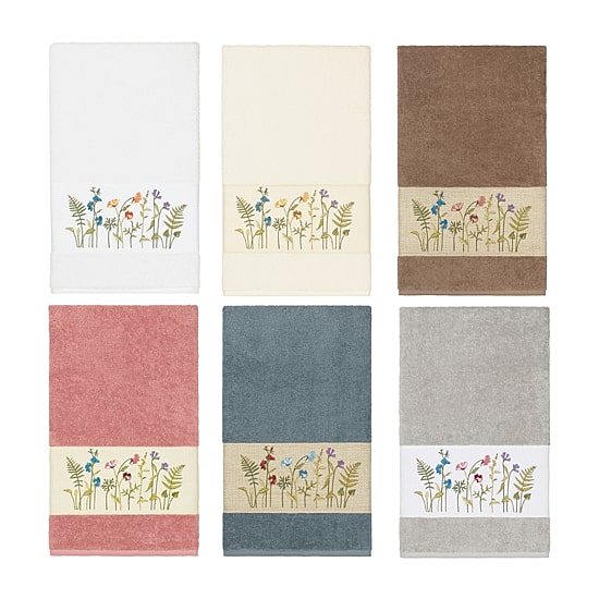 Linum Home Textiles Serenity Embellished Floral Bath Towel