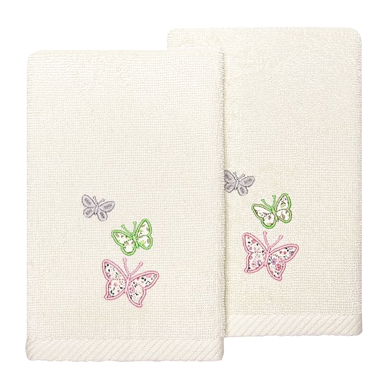 Linum Home Textiles Mariposa 2-pc. Embellished Fingertip Towel