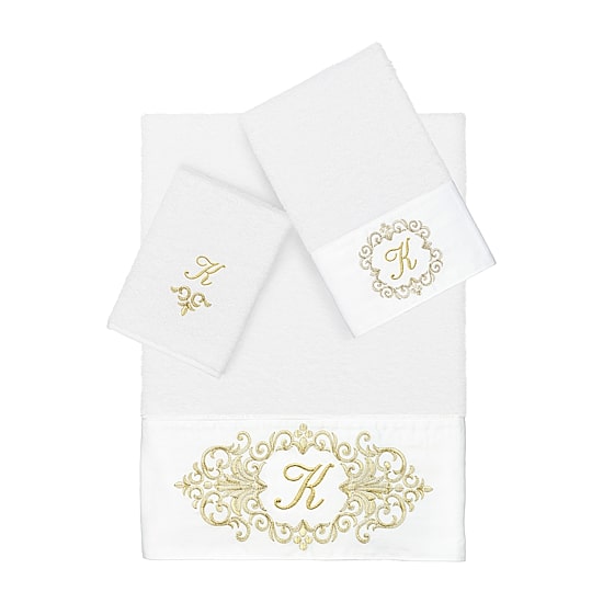Linum Home Textiles Monica Gold Embellished 3-pc. Bath Towel Set
