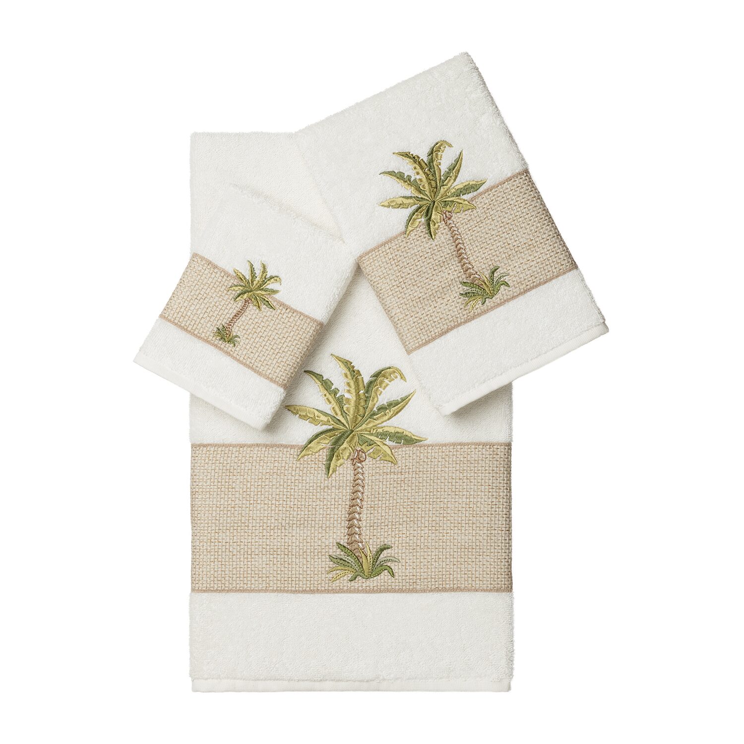 Linum Home Textiles Colton Embellished 3-pc. Bath Towel Set