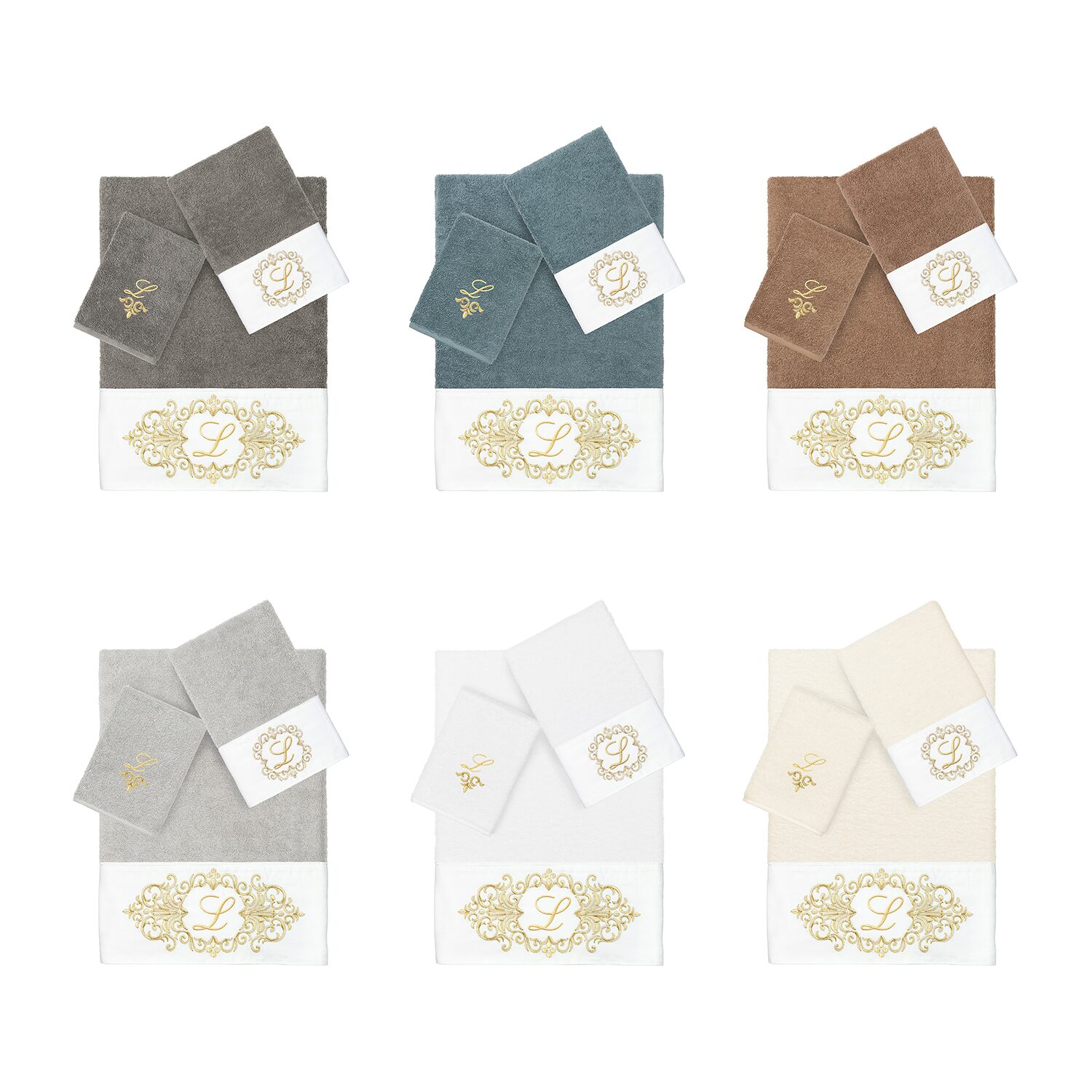 Linum Home Textiles Monica Gold Embellished -pc. Bath Towel Set