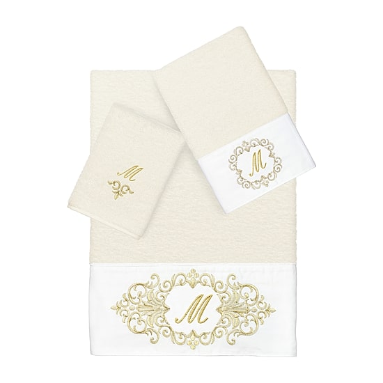 Linum Home Textiles Monica Gold Embellished 3-pc. Bath Towel Set