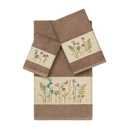 Linum Home Textiles Serenity Embellished 3-pc. Bath Towel Set