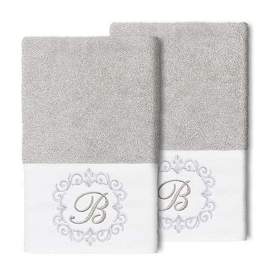 Linum Home Textiles Monica Silver Embellished 2-pc. Embellished Hand Towel