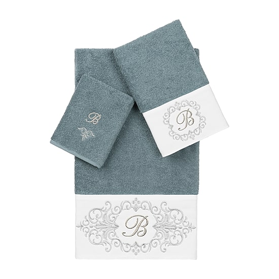 Linum Home Textiles Monica Silver Embellished 3-pc. Bath Towel Set