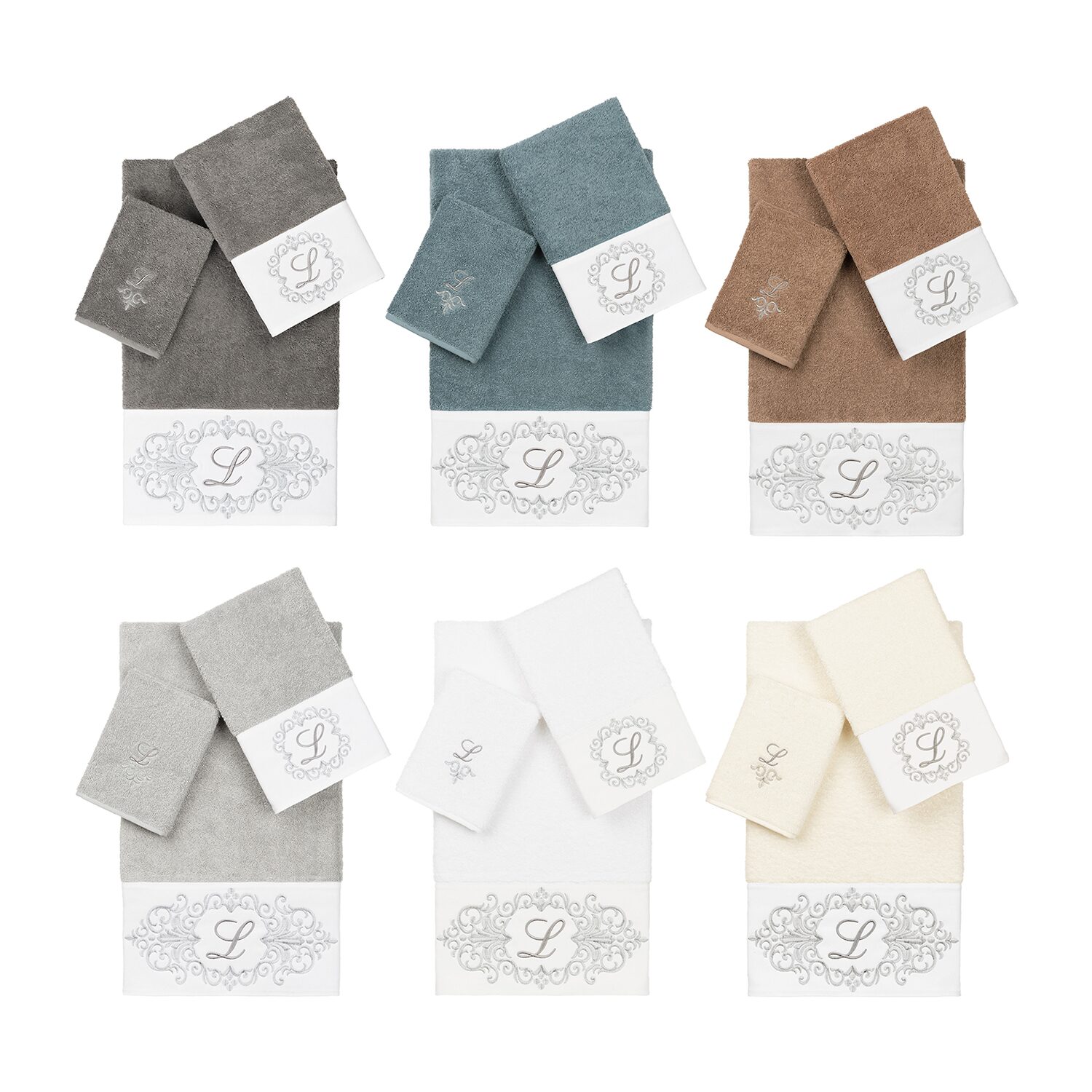 Linum Home Textiles Monica Silver Embellished 3-pc. Bath Towel Set