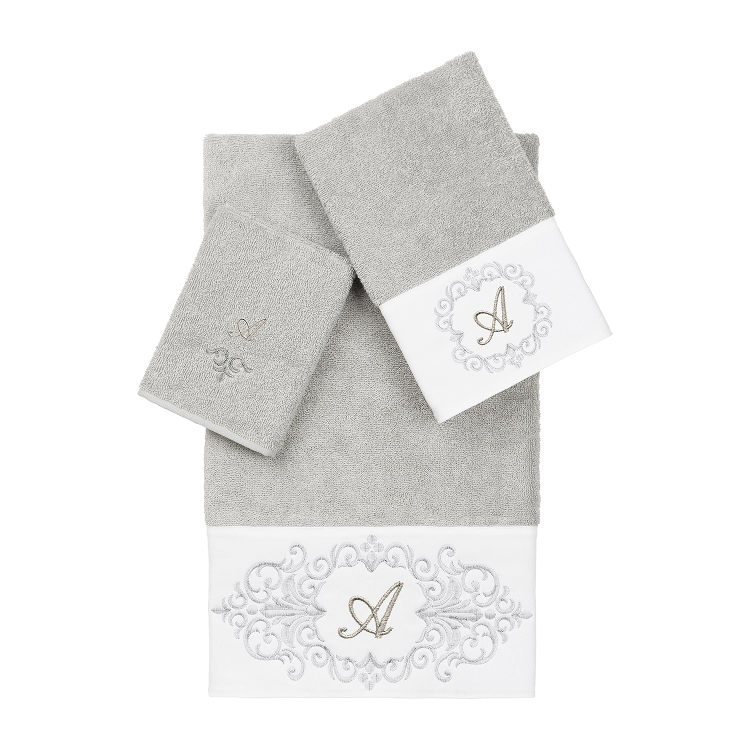 Linum Home Textiles Monica Silver Embellished 3-pc. Bath Towel Set