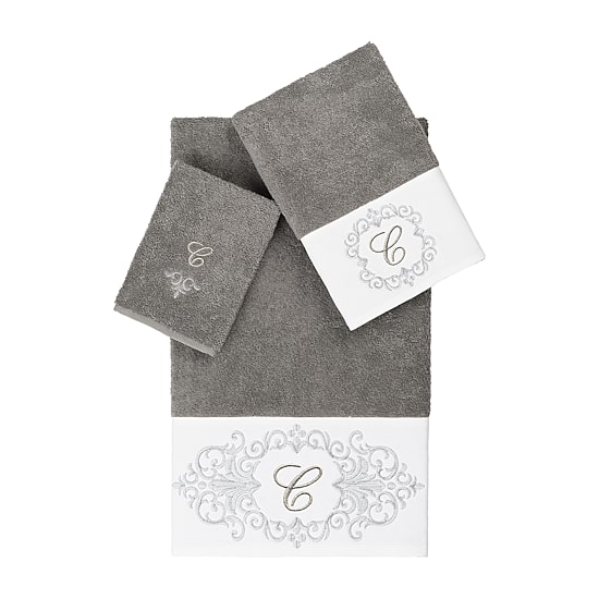 Linum Home Textiles Monica Silver Embellished 3-pc. Bath Towel Set