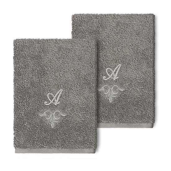 Linum Home Textiles Monica Silver Embellished 2-pc. Embellished Washcloth
