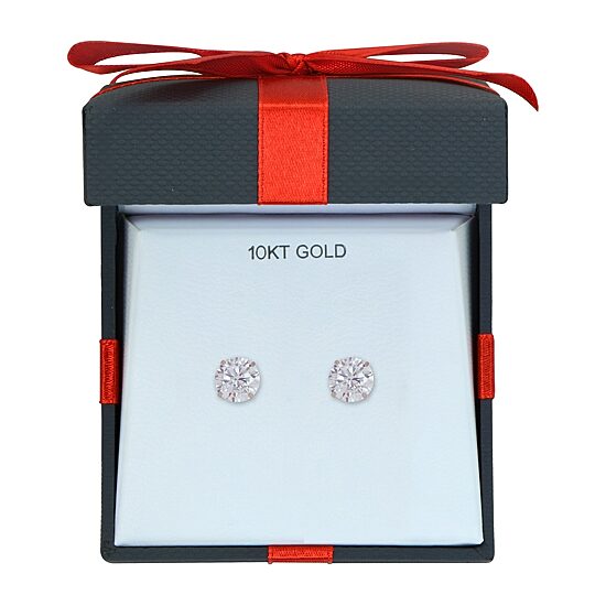 Cubic Zirconia 10K Gold 6mm Stud Earrings