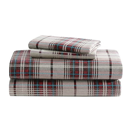 Eddie Bauer® Montlake Easy Care Flannel Sheet Set, Color: Red