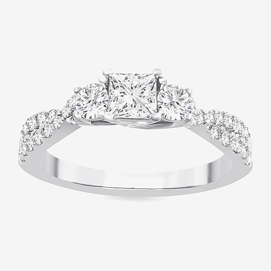 Love Lives Forever (H-I / Si1-Si2) Womens 1 CT. T.W. Lab Grown White Diamond 10K Gold 3-Stone Engagement Ring