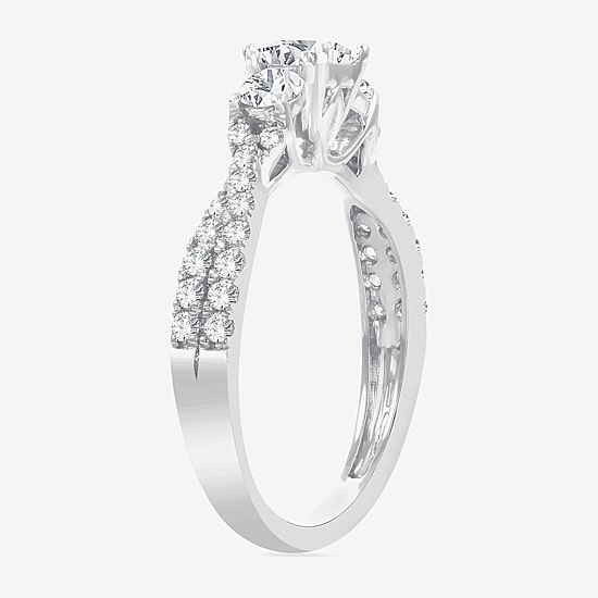Love Lives Forever (H-I / Si1-Si2) Womens 1 CT. T.W. Lab Grown White Diamond 10K Gold 3-Stone Engagement Ring
