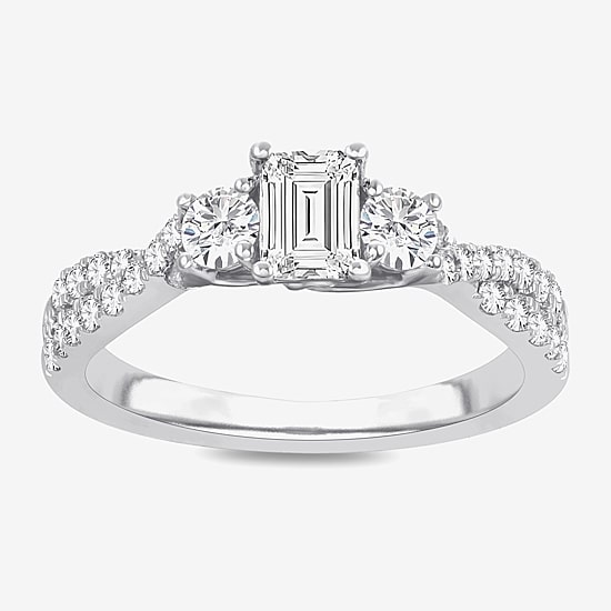 Love Lives Forever (H-I / Si1-Si2) Womens 1 CT. T.W. Lab Grown White Diamond 10K Gold 3-Stone Engagement Ring
