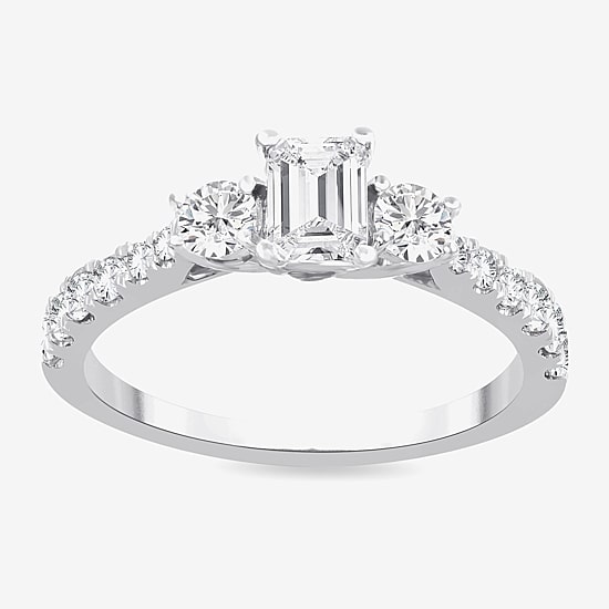 Love Lives Forever (H-I / Si1-Si2) Womens 1 CT. T.W. Lab Grown White Diamond 10K Gold 3-Stone Engagement Ring