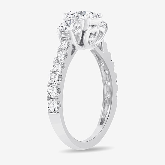 Love Lives Forever (H-I / Si1-Si2) Womens 2 CT. T.W. Lab Grown White Diamond 10K Gold Oval 3-Stone Engagement Ring