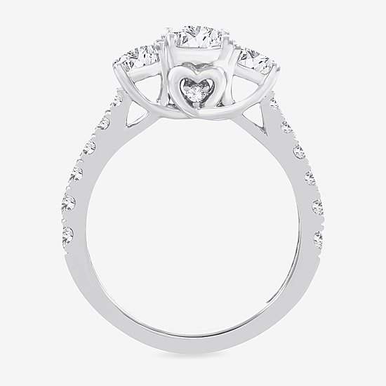 Love Lives Forever (H-I / Si1-Si2) Womens 2 CT. T.W. Lab Grown White Diamond 10K Gold Oval 3-Stone Engagement Ring
