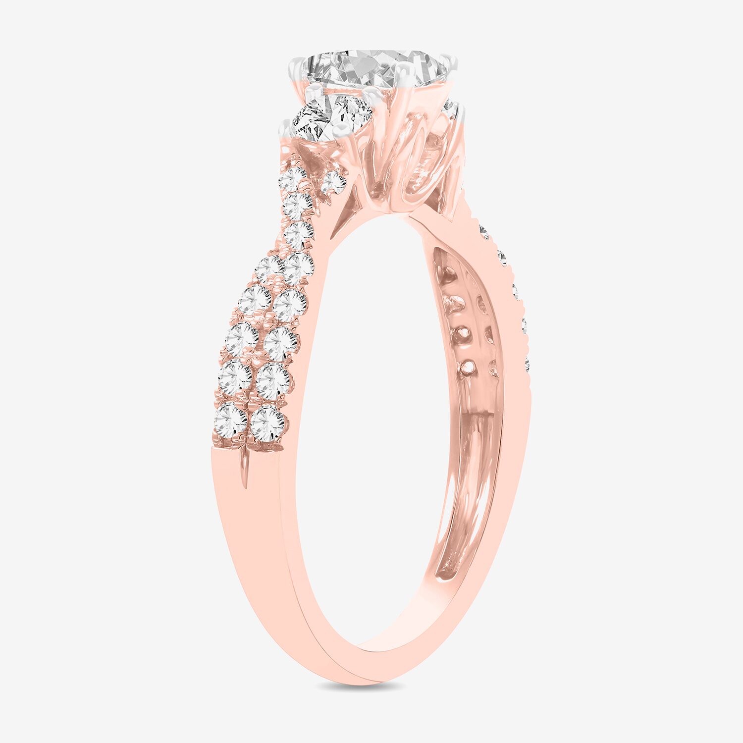 Love Lives Forever (H-I / Si1-Si2) Womens CT. T.W. Lab Grown White Diamond 10K Gold 3-Stone Engagement Ring