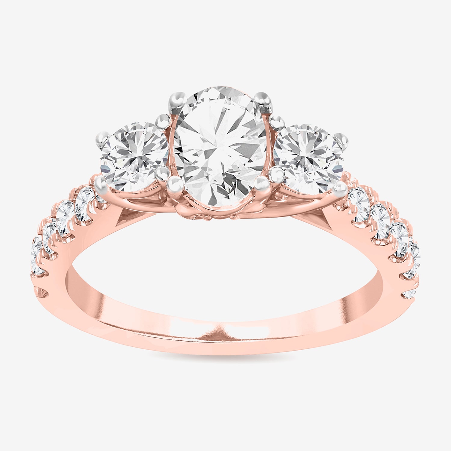 Love Lives Forever (H-I / Si1-Si2) Womens 2 CT. T.W. Lab Grown White Diamond 10K Gold Oval 3-Stone Engagement Ring