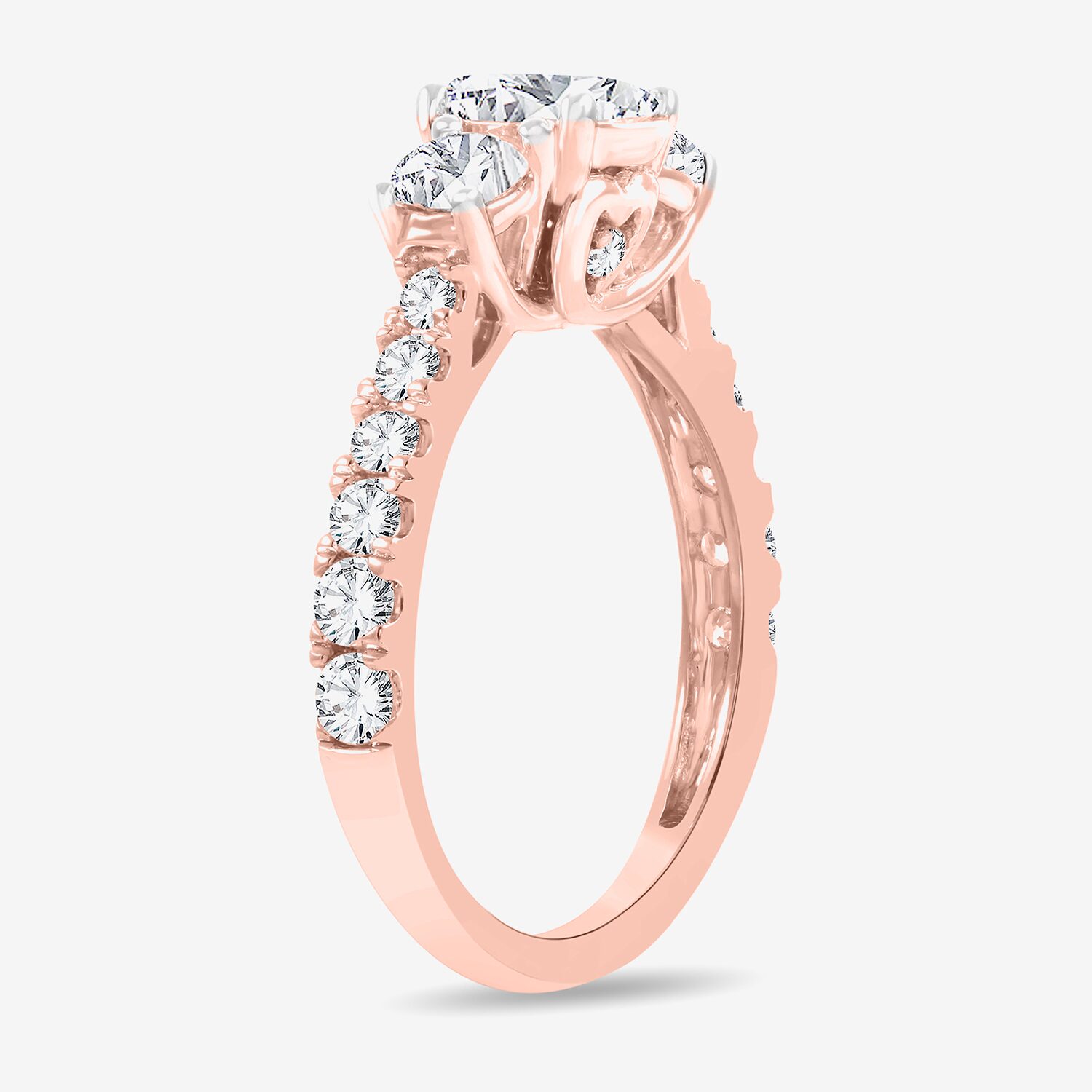 Love Lives Forever (H-I / Si1-Si2) Womens 2 CT. T.W. Lab Grown White Diamond 10K Gold Oval 3-Stone Engagement Ring
