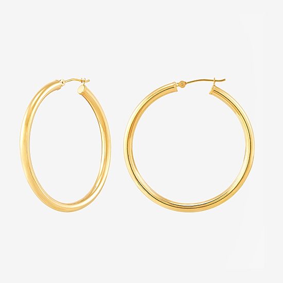 Womens 14K Gold 40mm Round Hoop Earrings