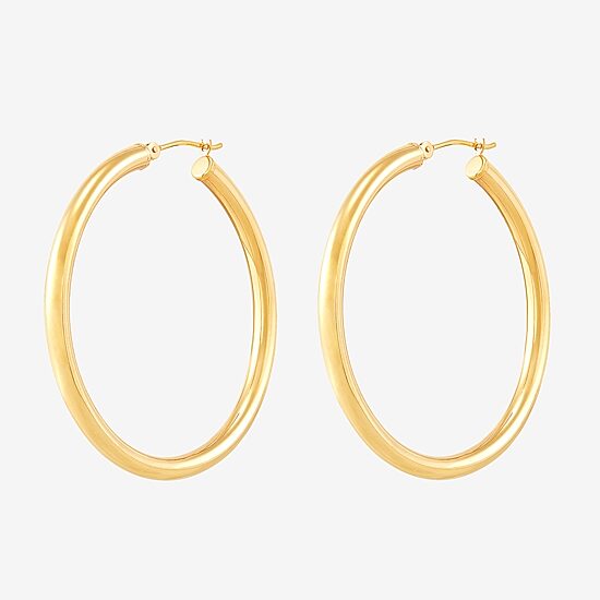 Womens 14K Gold 40mm Round Hoop Earrings
