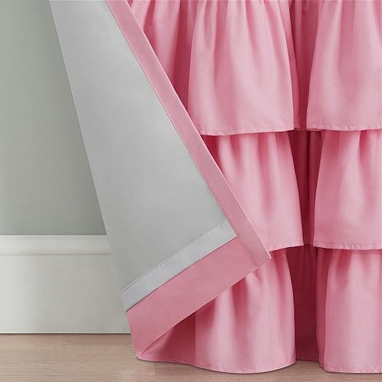 Eclipse Kids Tiered Ruffle Rod Pocket Blackout Single Curtain Panel