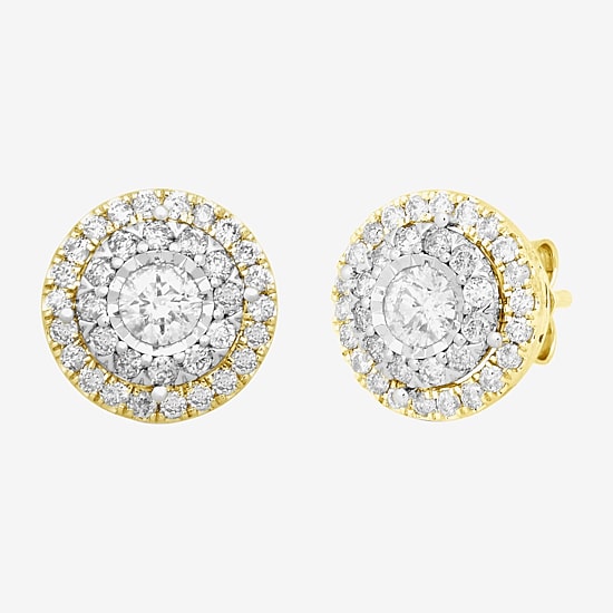 Diamond Blossom (H / I1) 1 CT. T.W. Lab Grown White Diamond 10K Gold 10.6mm Round Stud Earrings