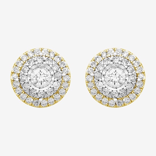 Diamond Blossom (H / I1) 1 CT. T.W. Lab Grown White Diamond 10K Gold 10.6mm Round Stud Earrings
