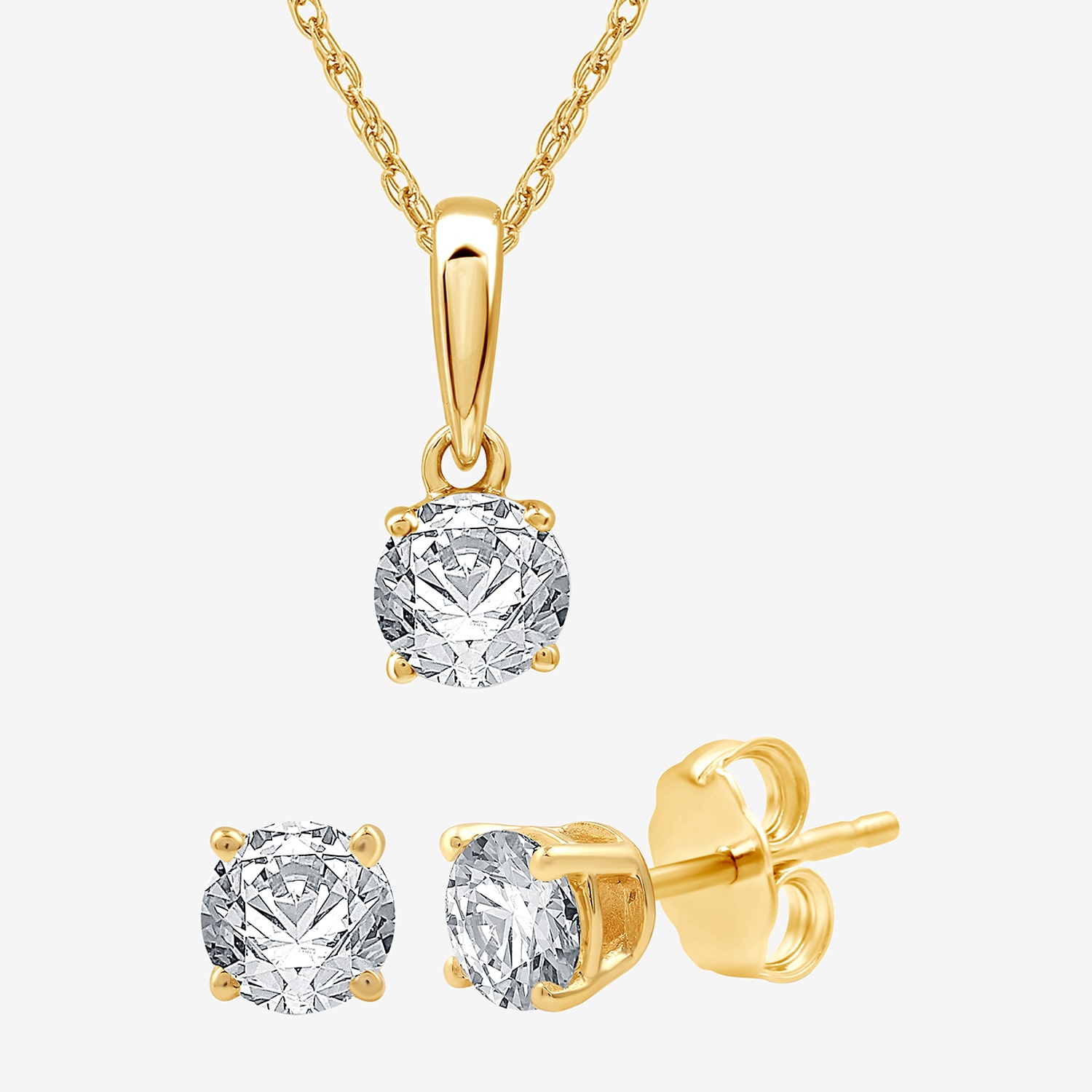 Ever Star (G / SI1-SI2) 1 CT. T.W. Lab Grown White Diamond 10K Gold Round 2-pc. Jewelry Set