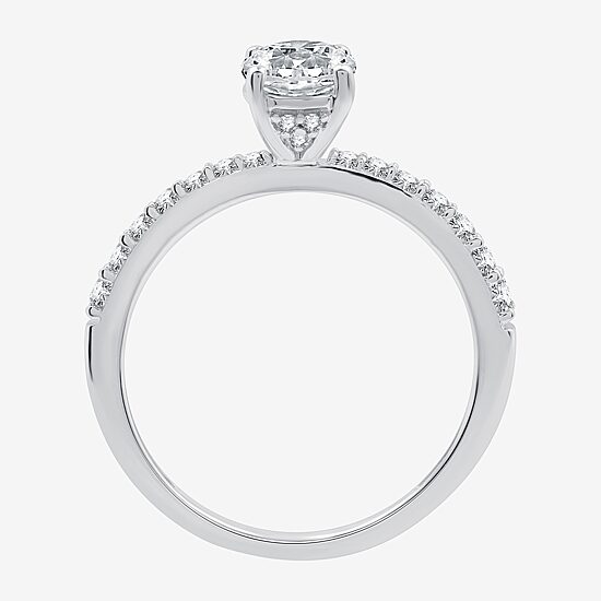 I Said Yes (H-I / I1) Womens 1 CT. T.W. Lab Grown White Diamond Sterling Silver Round Side Stone Engagement Ring