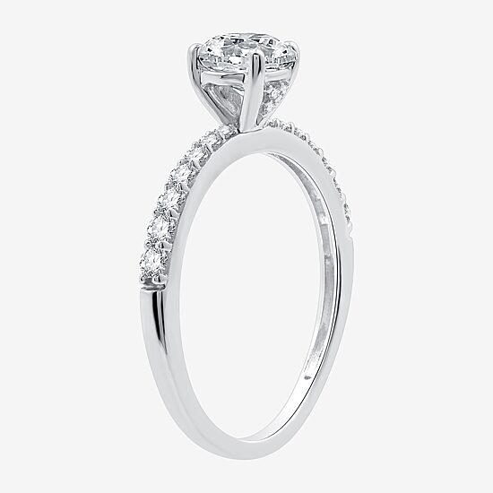I Said Yes (H-I / I1) Womens 1 CT. T.W. Lab Grown White Diamond Sterling Silver Round Side Stone Engagement Ring