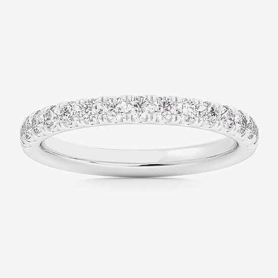 Signature By Modern Bride (Si1-Si2/H-I) Womens 2MM 1/2 CT. T.W. Lab Grown White Diamond 14K Gold Wedding Band