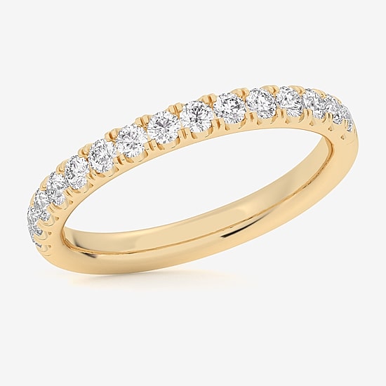 Signature By Modern Bride (Si1-Si2/H-I) Womens 2MM 1/2 CT. T.W. Lab Grown White Diamond 14K Gold Wedding Band