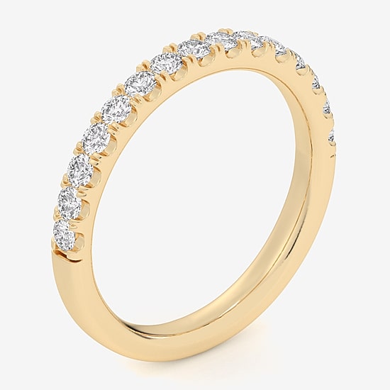 Signature By Modern Bride (Si1-Si2/H-I) Womens 2MM 1/2 CT. T.W. Lab Grown White Diamond 14K Gold Wedding Band