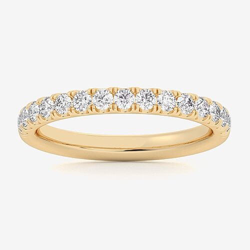 Signature By Modern Bride (Si1-Si2/H-I) Womens 2MM 1/2 CT. T.W. Lab Grown White Diamond 14K Gold Wedding Band, 9, Yellow